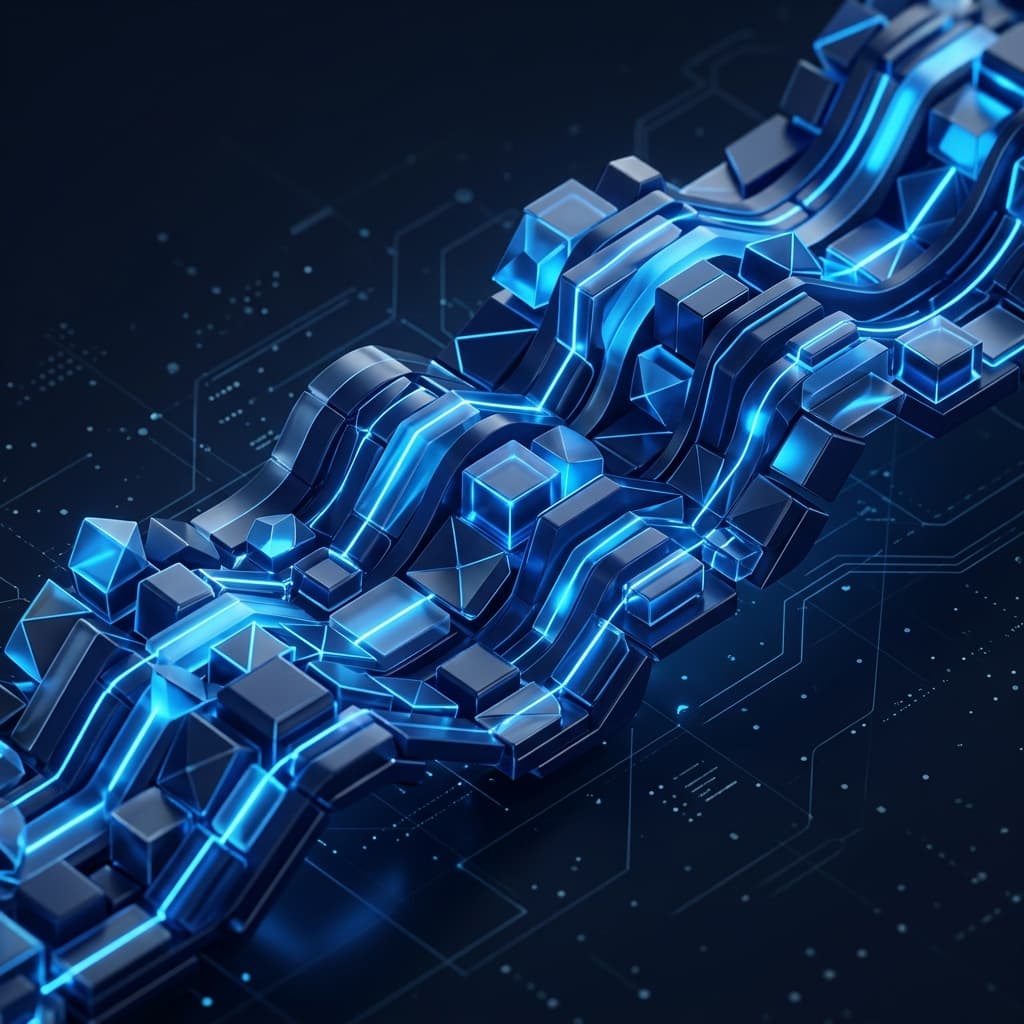 Abstract 3D geometric flow representing organized transaction coordination